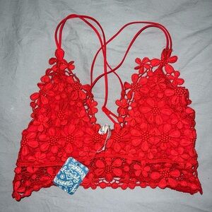 NWT Free People Intimately Miss Dazie Red Lace Bra Bralette Small S